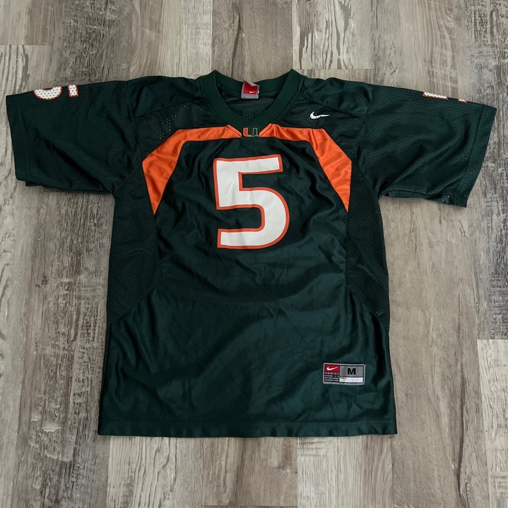 SIZE M |Youth | Nike Miami Hurricanes NCAA Football Jersey #5 | Green